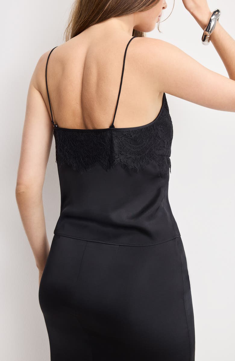 Good American Lace & Satin Camisole, Alternate, color, Black001