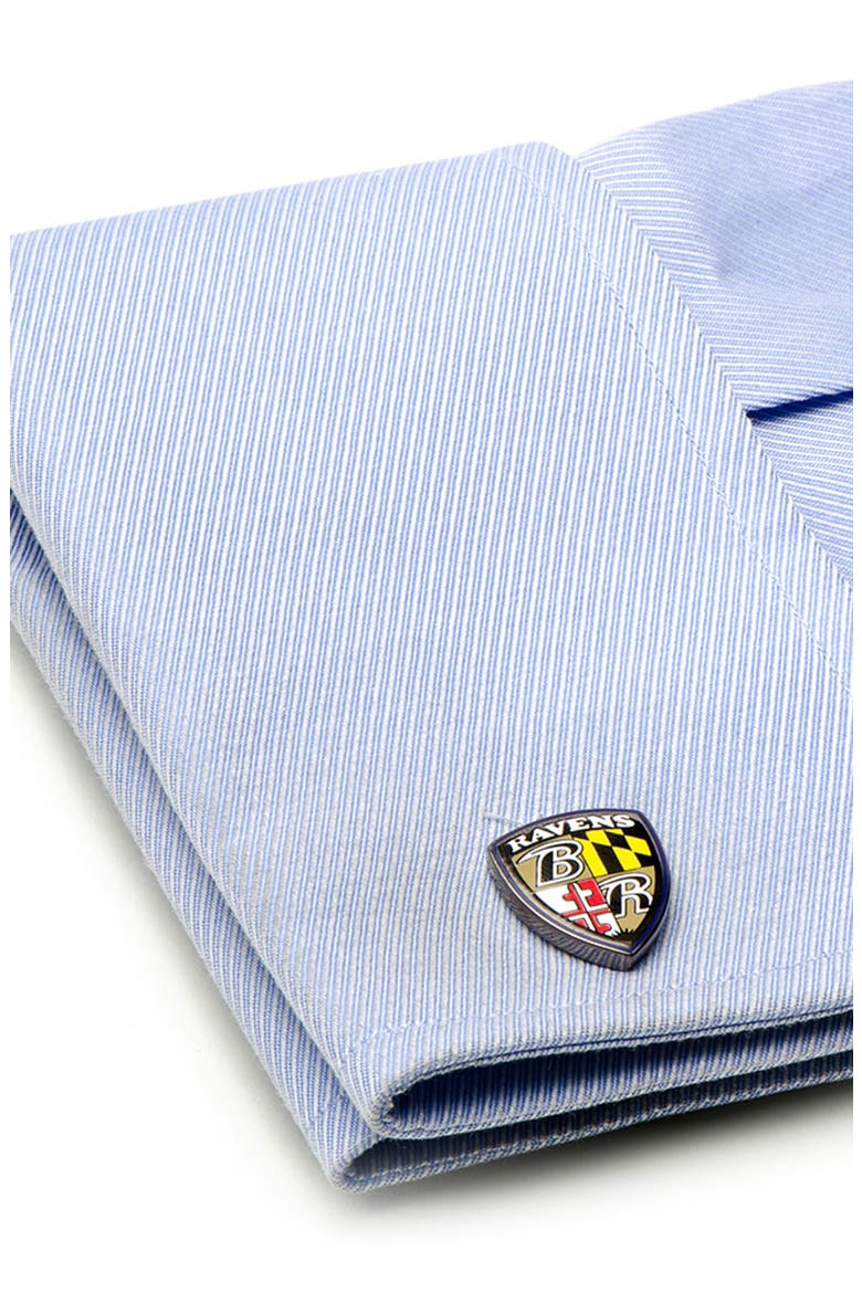 'Baltimore Ravens' Cuff Links, Alternate, color, BALTIMORE RAVENS SHIELD LOGO