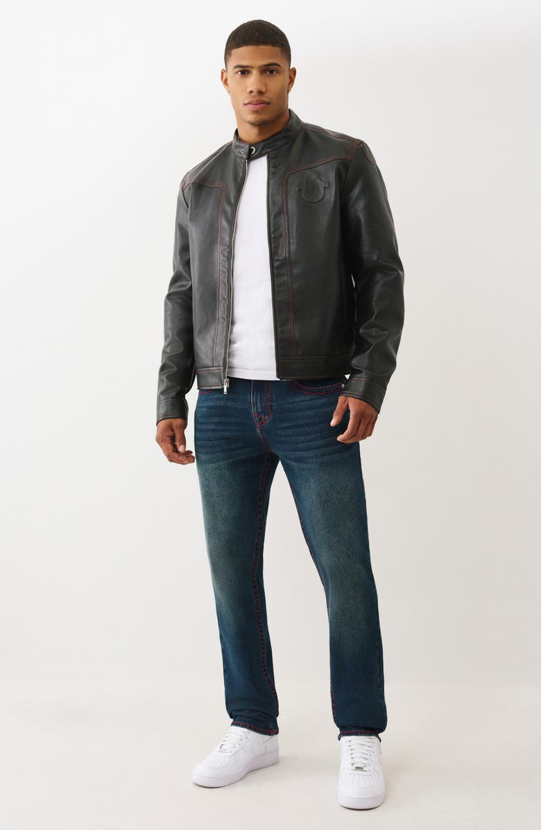 True Religion Geno Big T Flap Pocket Slim Jeans, Alternate, color, Dark Woodland Wash