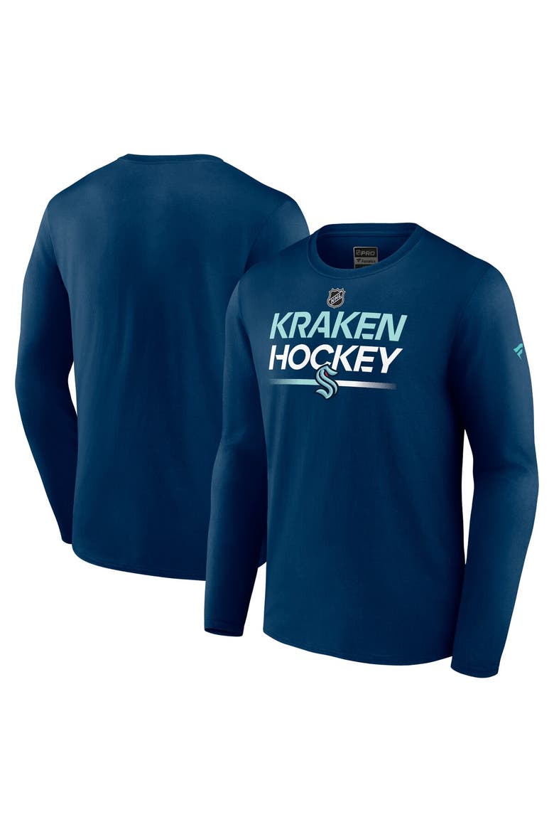 Men's Fanatics  Deep Sea Blue Seattle Kraken Authentic Pro Primary Long Sleeve T-Shirt, Main, color, Navy