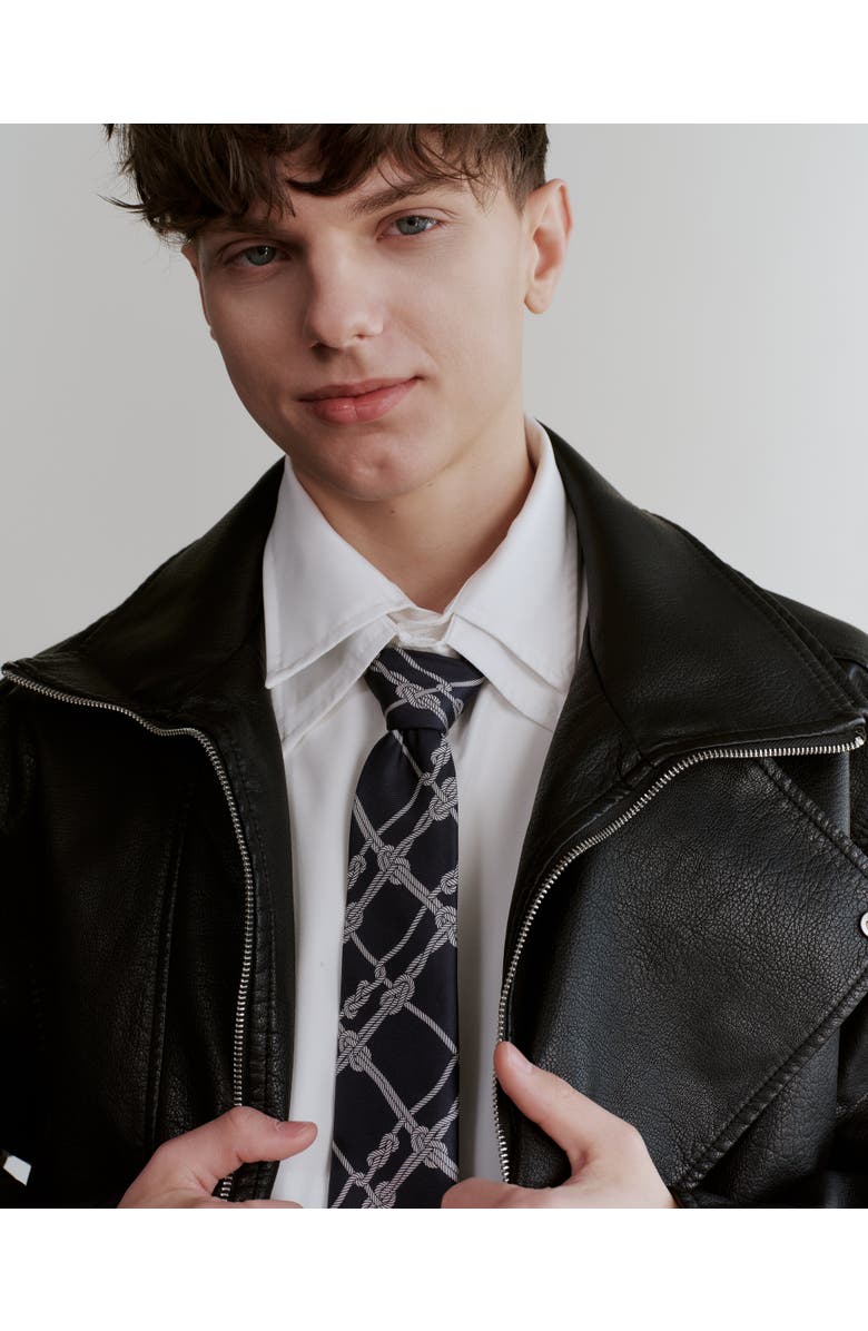 Knottery & Co Voyager Printed Silk Tie, Alternate, color, Blue