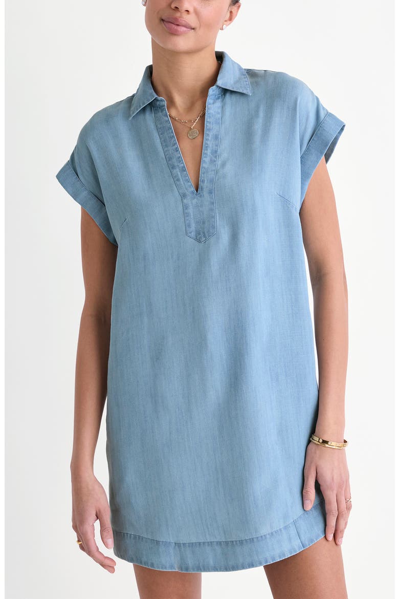 Margo Chambray Popover Shirtdress, Alternate, color, LIGHT ACID WASH