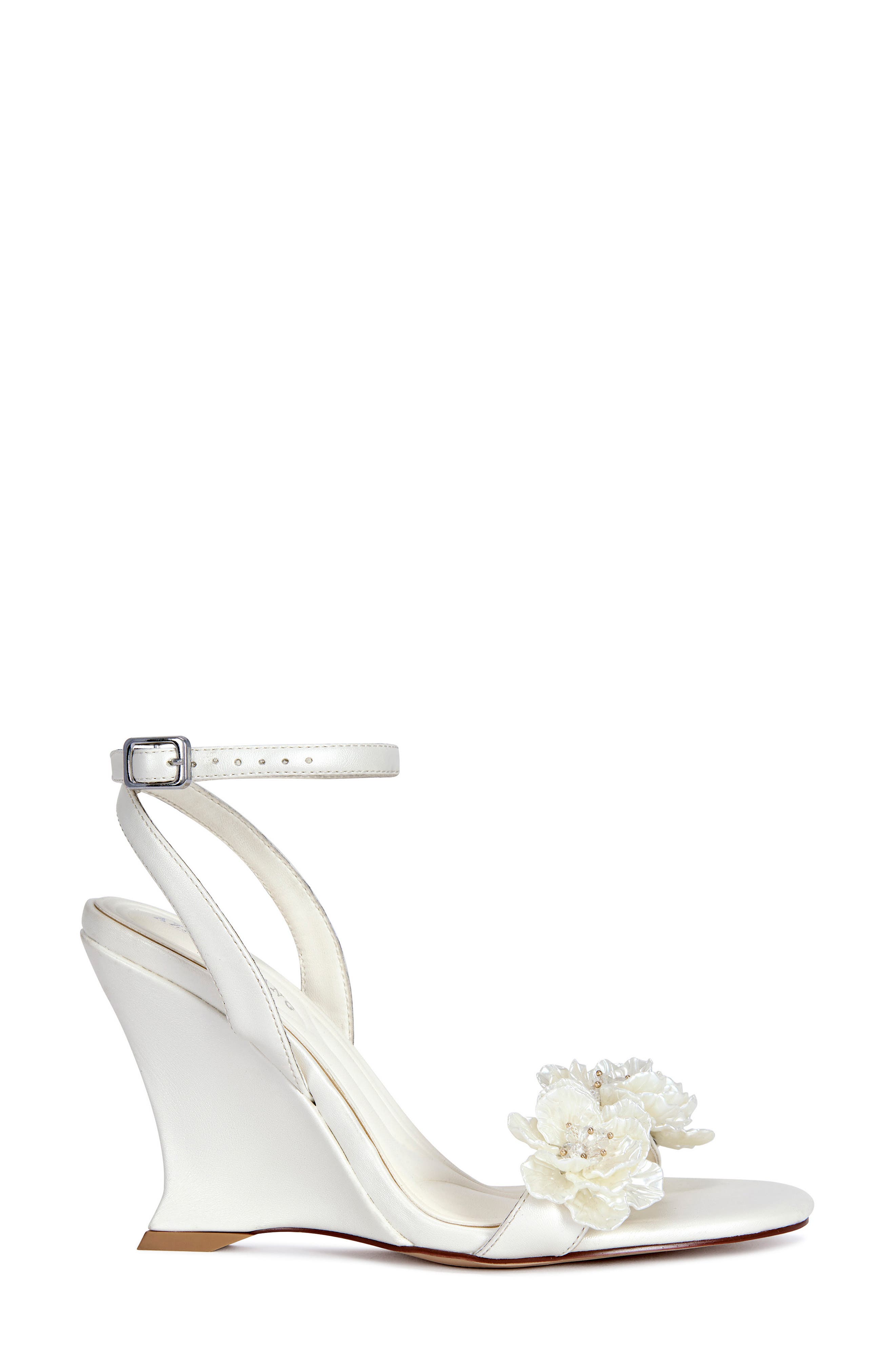 AZALEA WANG Winters Ankle Strap Wedge Sandal, Alternate, color, White/ Silver
