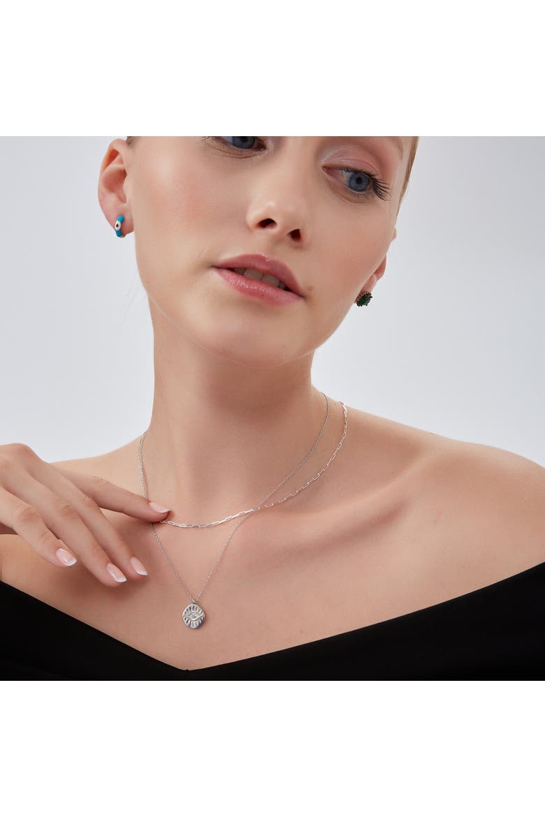 Rectangular Link Chain Sterling Silver Necklace, Alternate, color, Silver