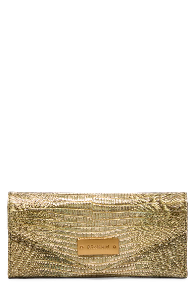 Veronica Croc Embossed Leather Wallet, Main, color, OLIVE