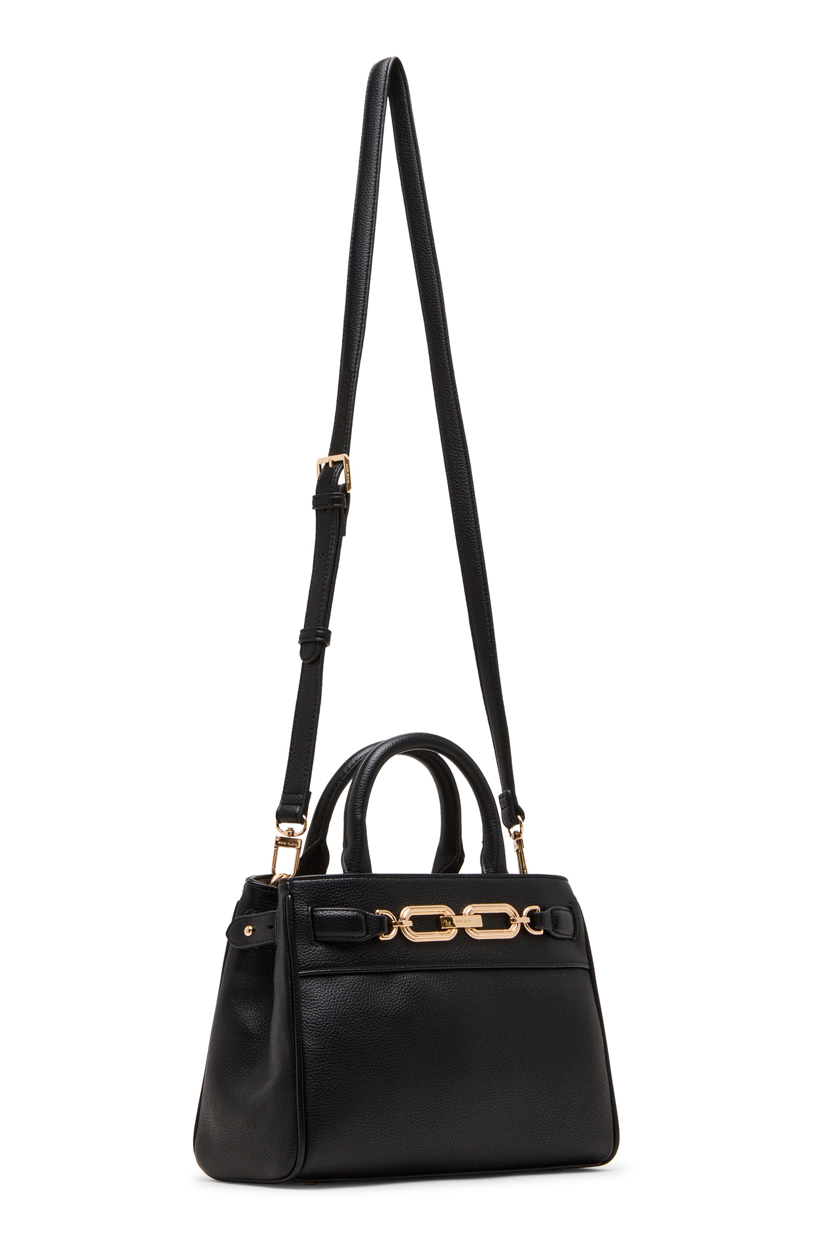 Anne Klein Chain Trim Satchel, Alternate, color, Black