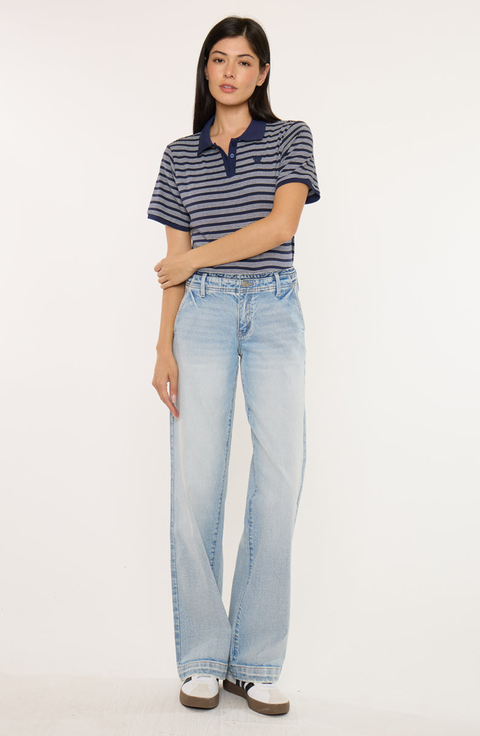 Lulu Mid Rise Wide Leg Trousers