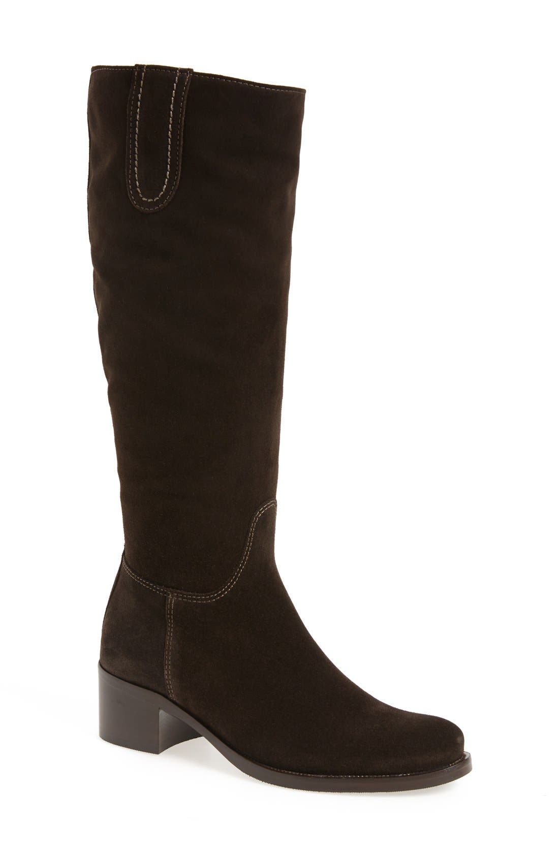 'Polly' Waterproof Knee High Boot, Main, color, BROWN SUEDE