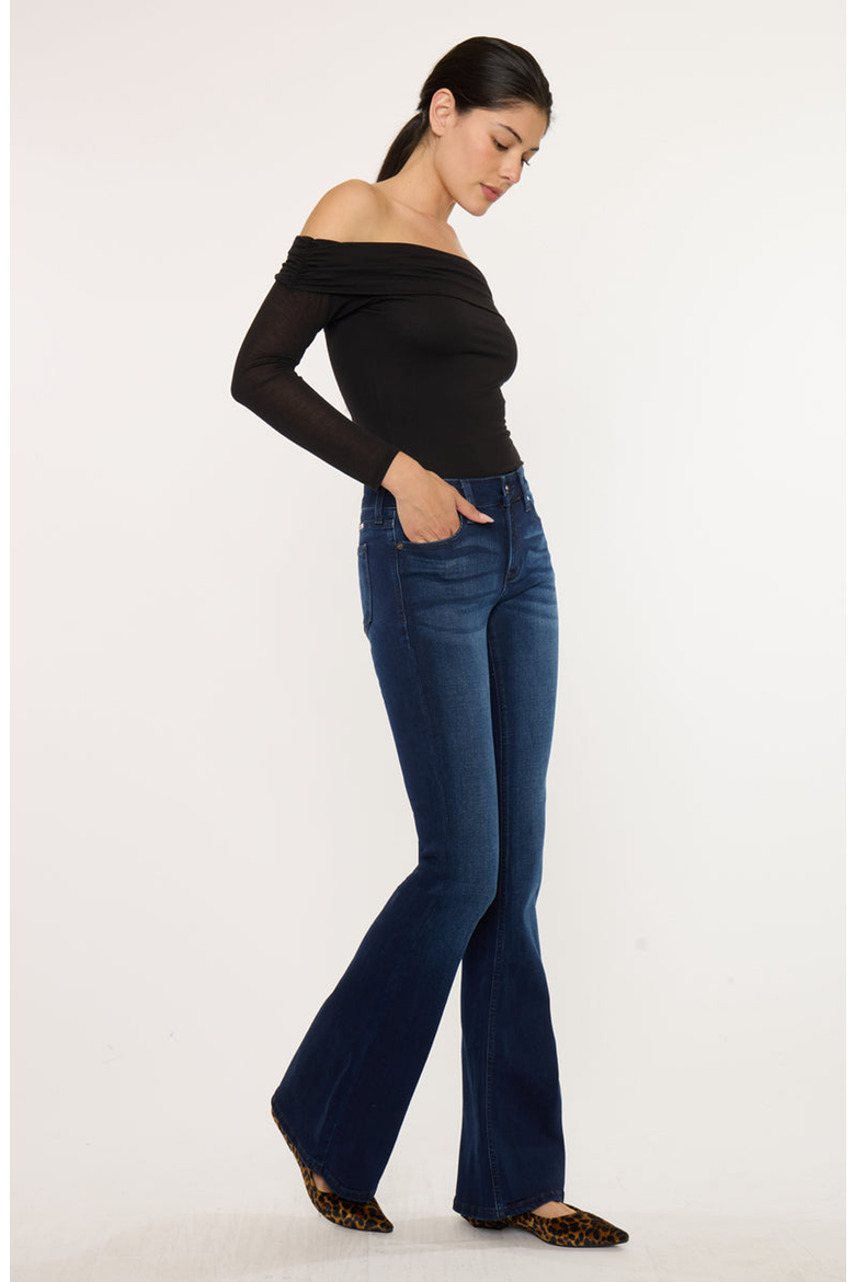 Trisha Mid Rise Classic Flare Jeans, Alternate, color, Dark Wash