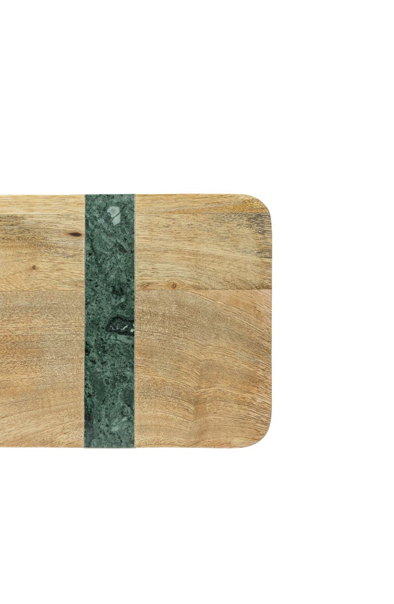 Foreside Home and Garden Cillian Dark Green Marble Tray with Spreader Set of 2, Alternate, color, Brown
