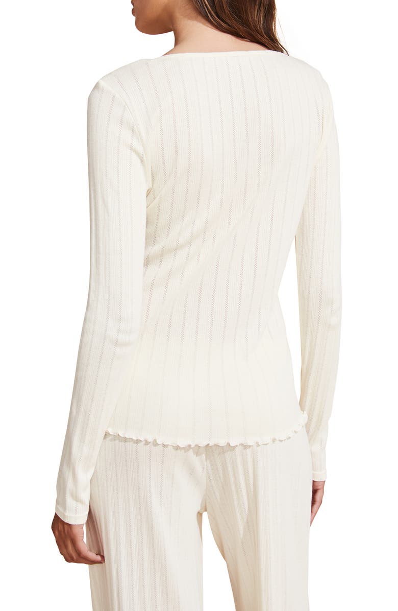 Eberjey Pointelle Rib Henley Pajama Top, Alternate, color, Ivory