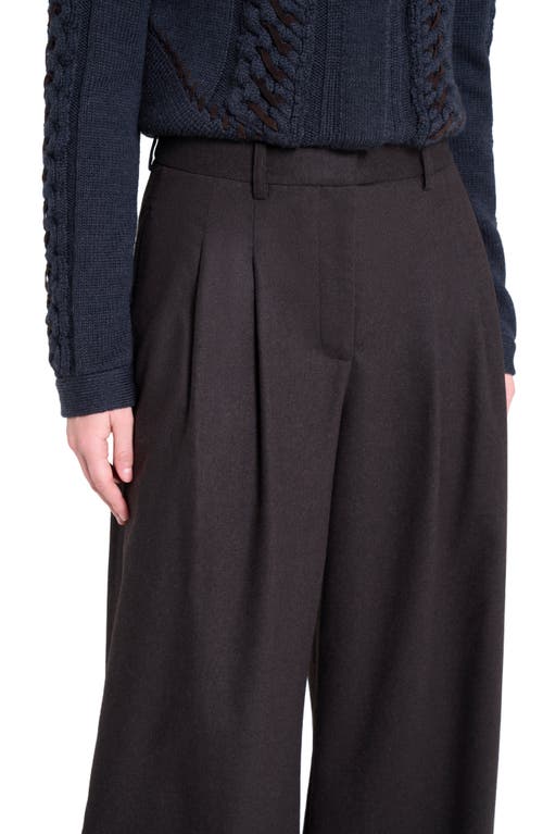 Twp Avery Stretch Wool Wide Leg Pants In Brown