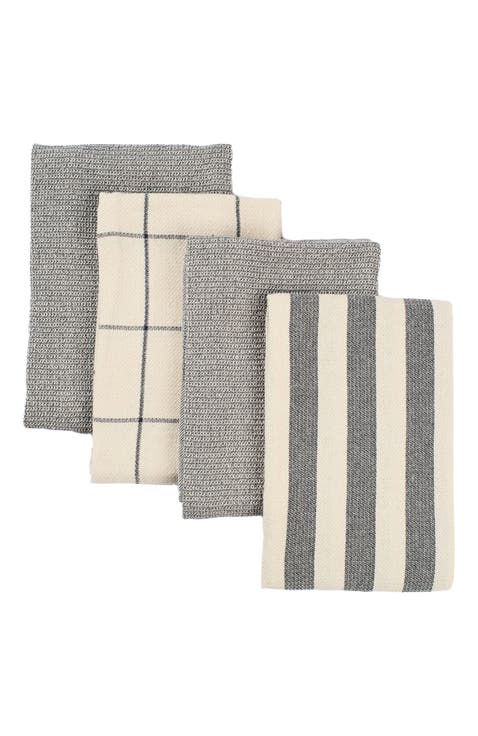 Kitchen Towels - Cotton Flat & Waffle Weave Set - Set of 4