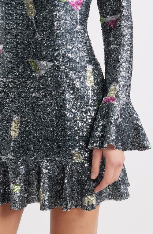 Saylor Brioni Sequin Long Sleeve Minidress In Multi