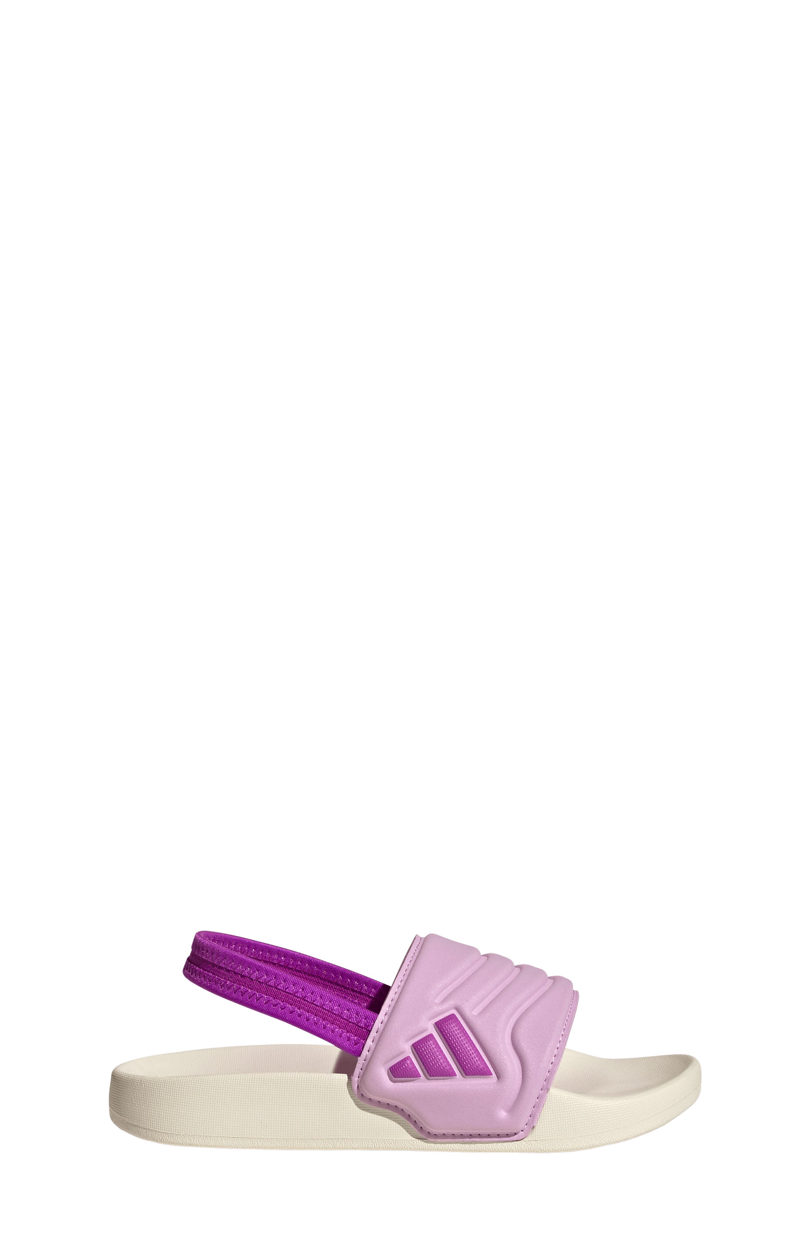 adidas Kids' Adilette Estrap 2.0 Slide Sandal, Alternate, color, Off White/ Purple/ Lilac
