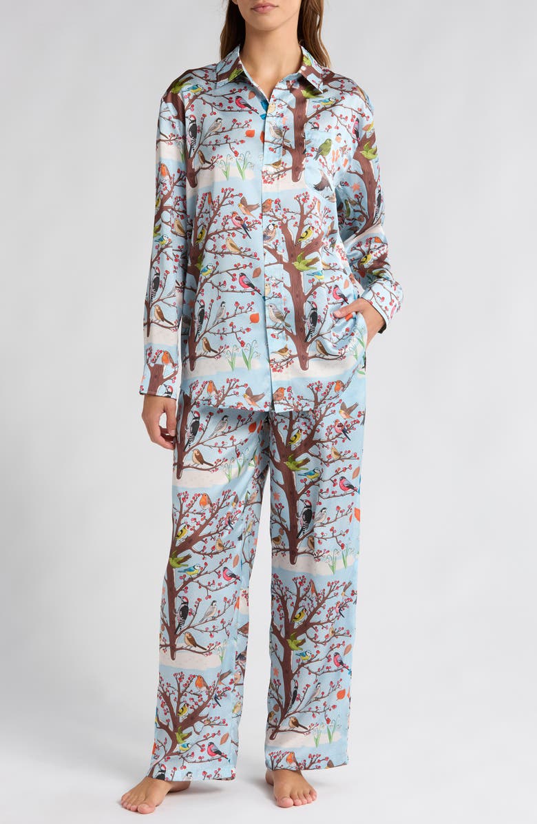 Karen Mabon Winter Birds Satin Pajamas, Main, color, 