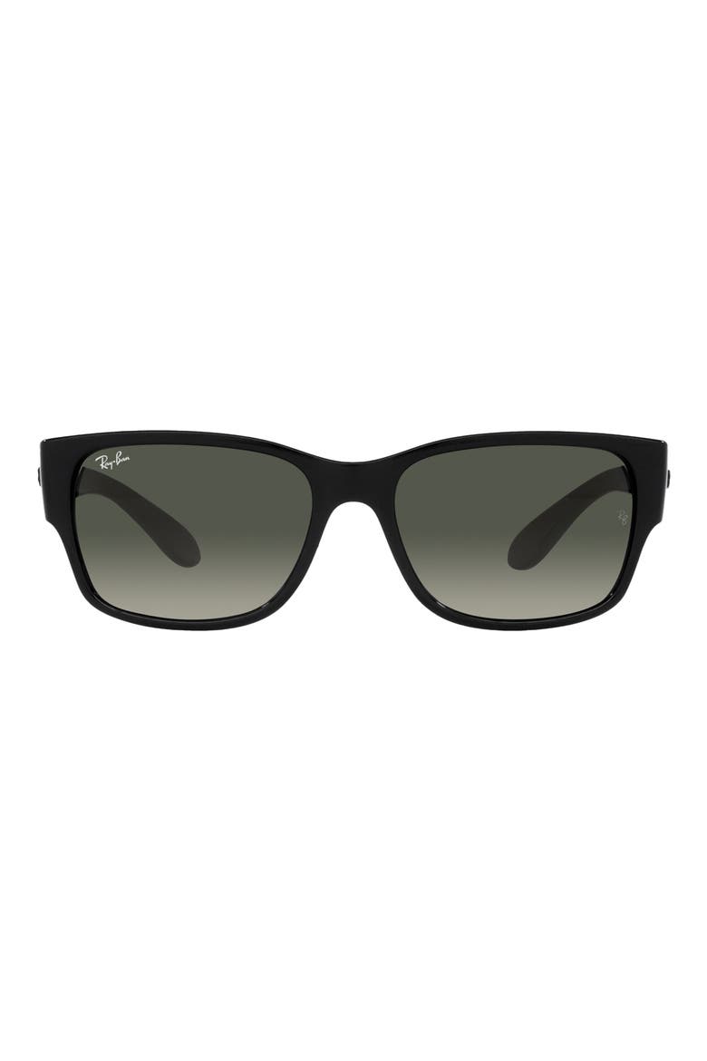 58mm Gradient Rectangular Sunglasses, Main, color, BLACK