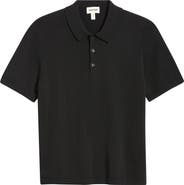 Open Edit Solid Cotton Blend Polo Sweater