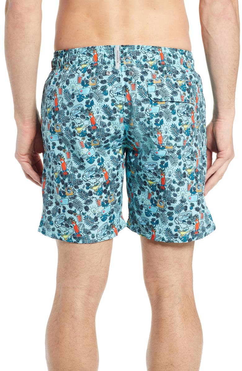 Bugatchi Print Swim Trunks, Alternate, color,