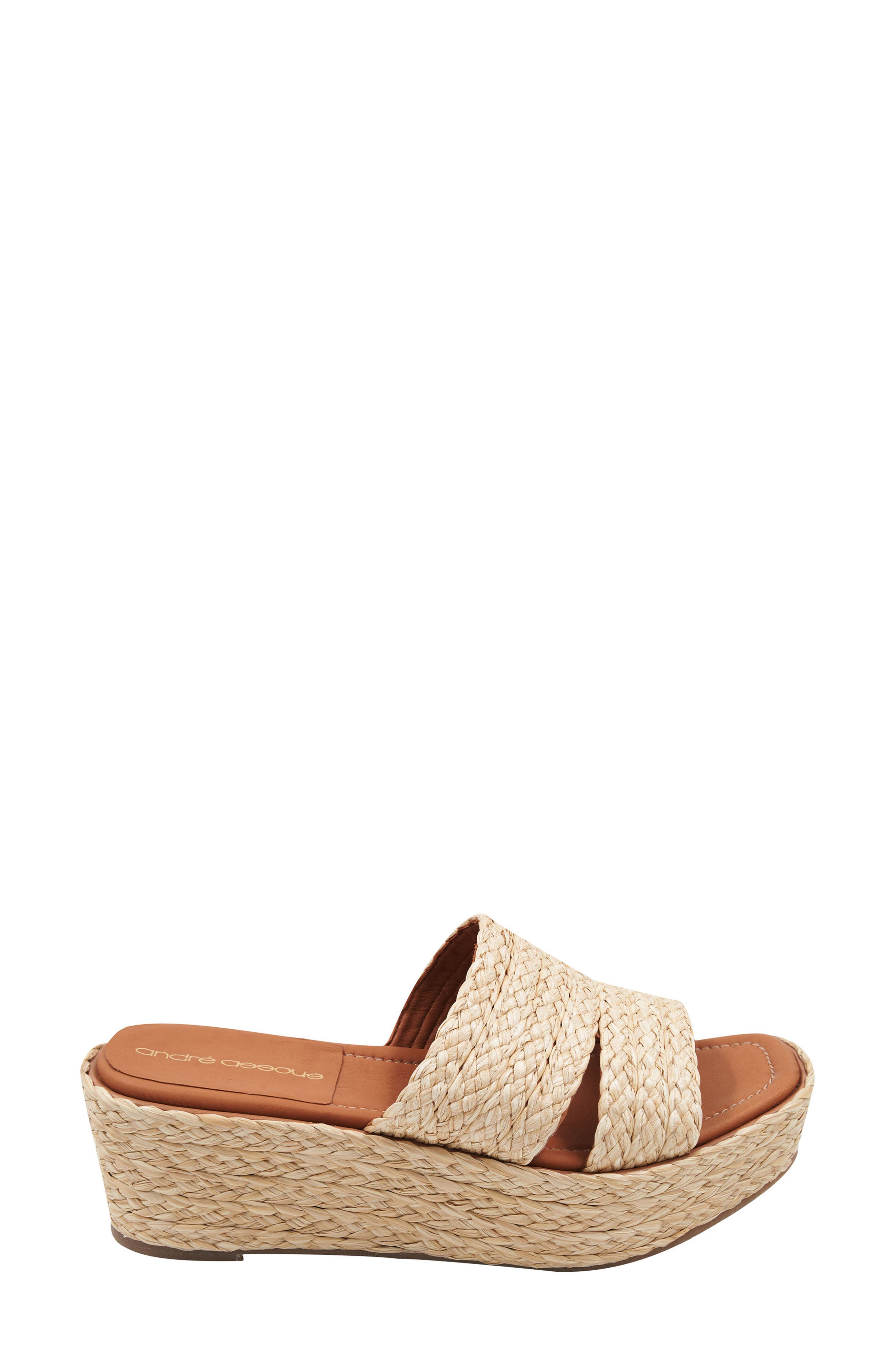 André Assous Selena Raffia Platform Slide Sandal, Alternate, color, 