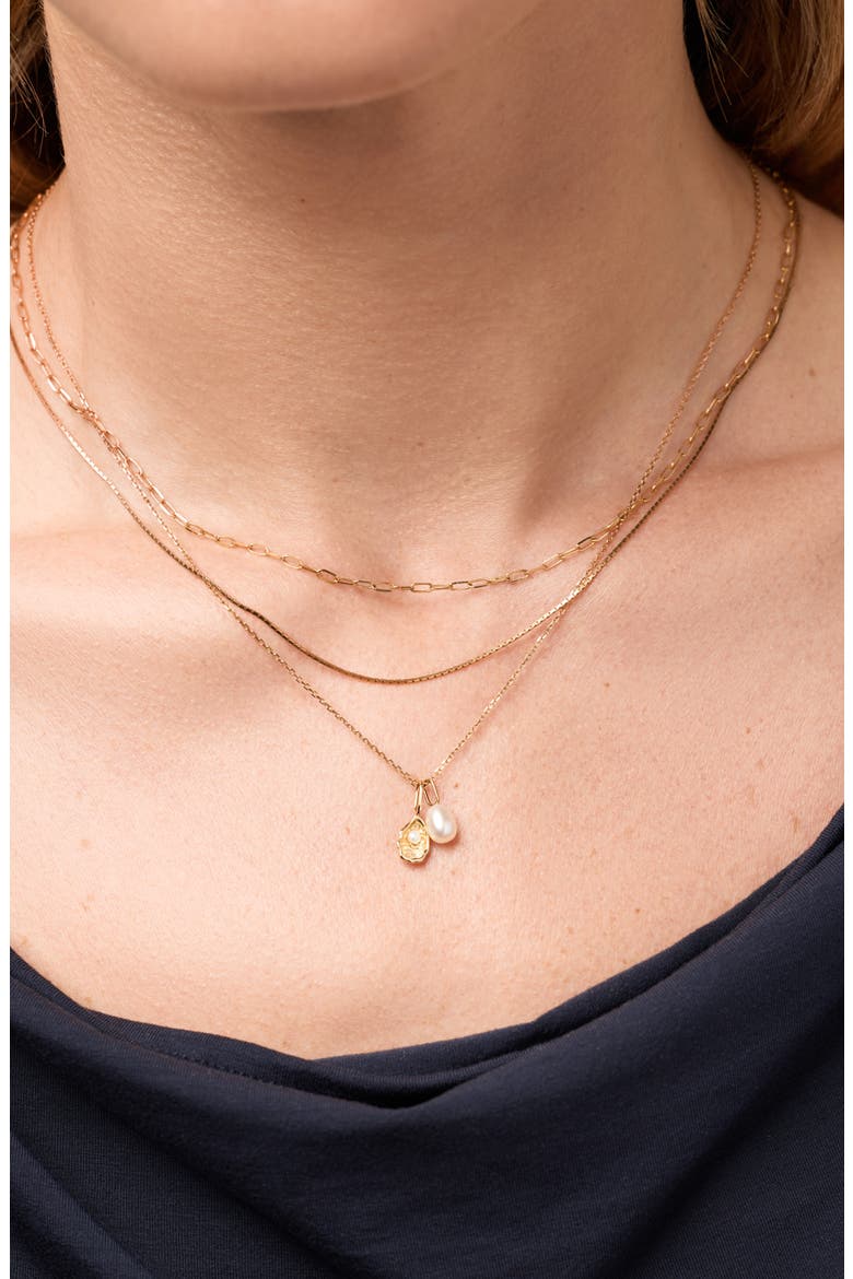 Solid Yellow Gold - Oyster Charm Necklace, Alternate, color, Gold