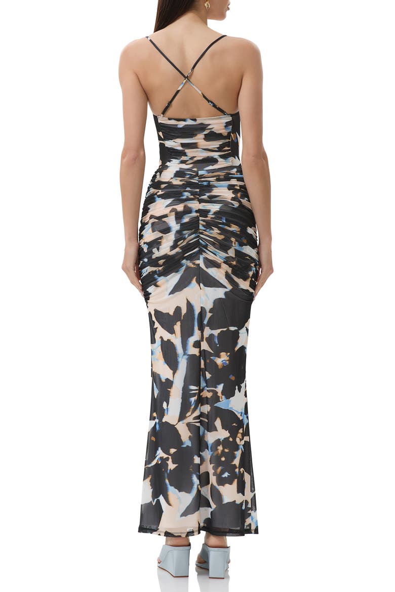 Azula Ruched Draped Maxi Dress, Alternate, color, SHADOW/ BLUE FLORAL