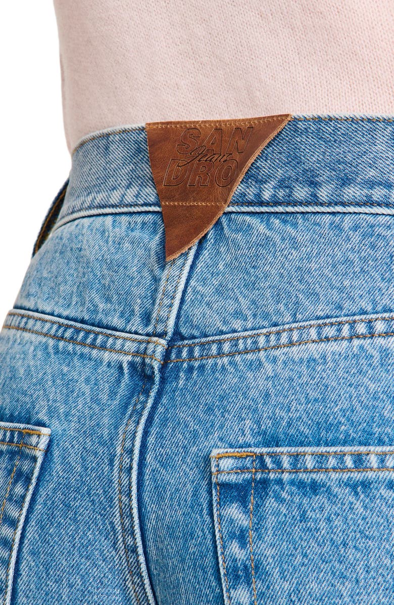 SANDRO Faded wide straight-leg jeans, Alternate, color, Blue Jean