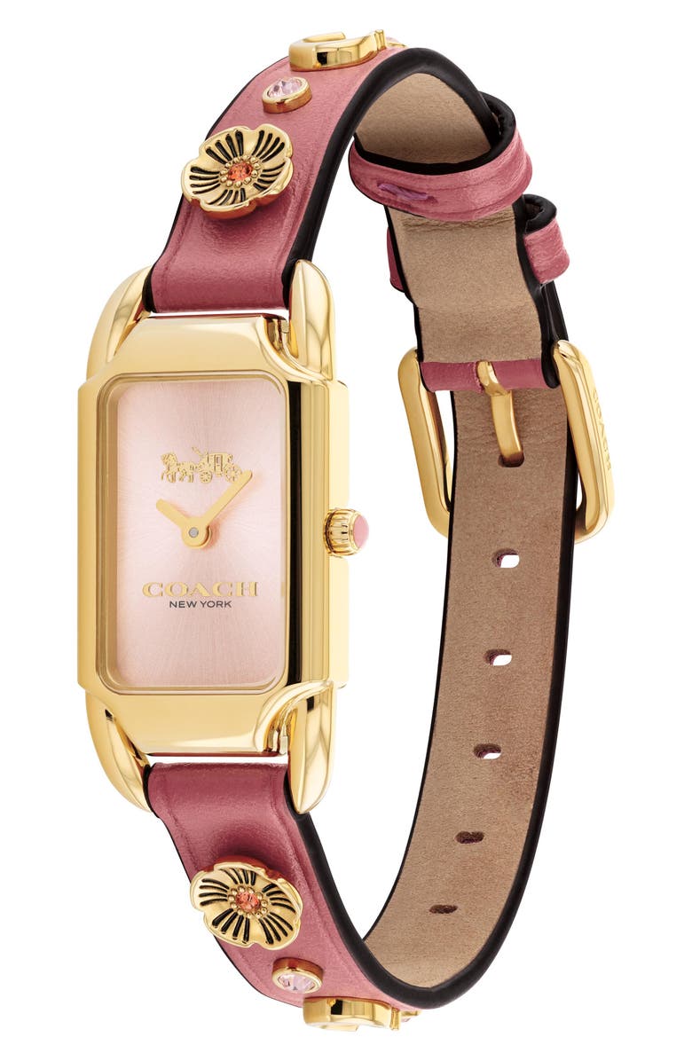 COACH Cadie Leather Strap Watch, 17.5mm, Alternate, color, 