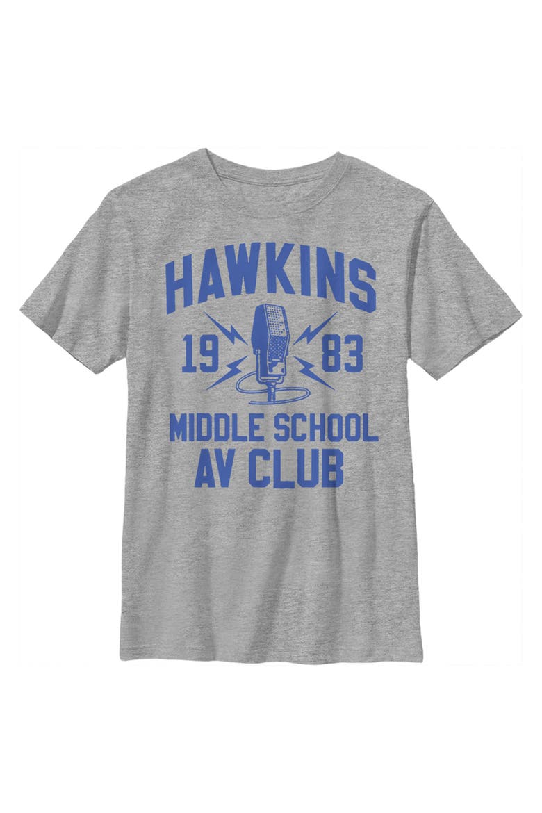 Boy's Stranger Things Hawkins AV Club 1983  Graphic T-Shirt, Main, color, Athletic Heather