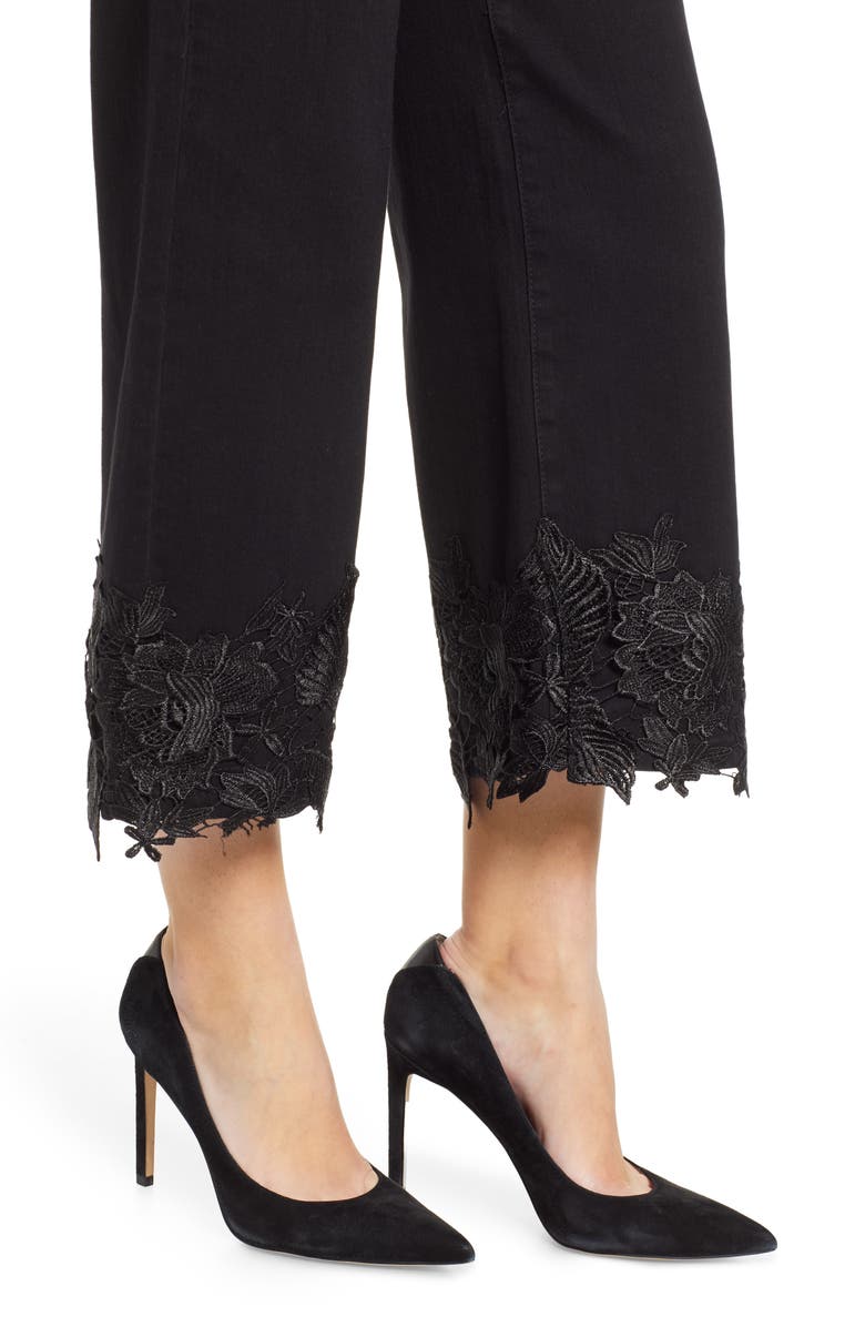 Prosperity Denim Lace Hem Wide Leg Crop Jeans, Alternate, color,