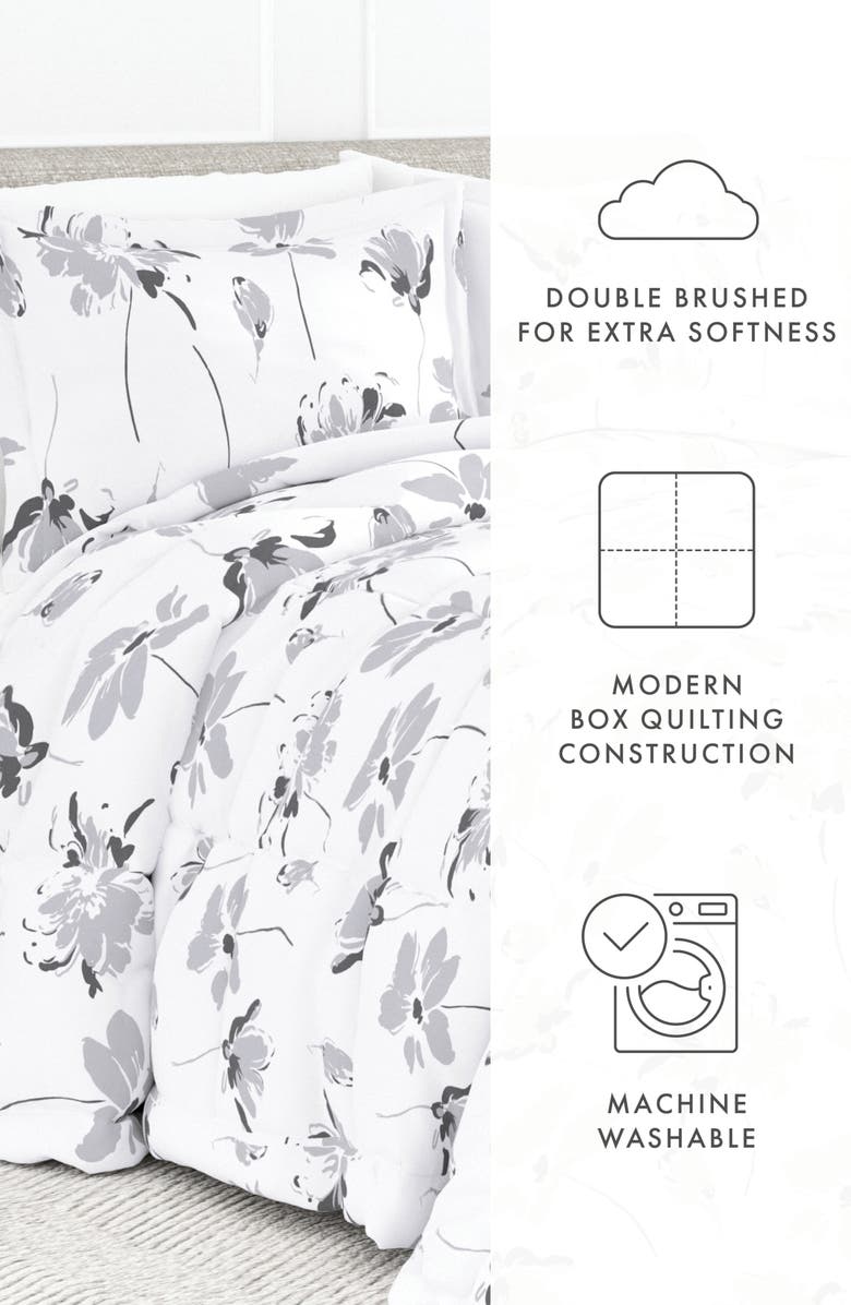 HOMESPUN Premium Down Alternative Magnolia Grey Patterned Comforter Set, Alternate, color, Light Gray