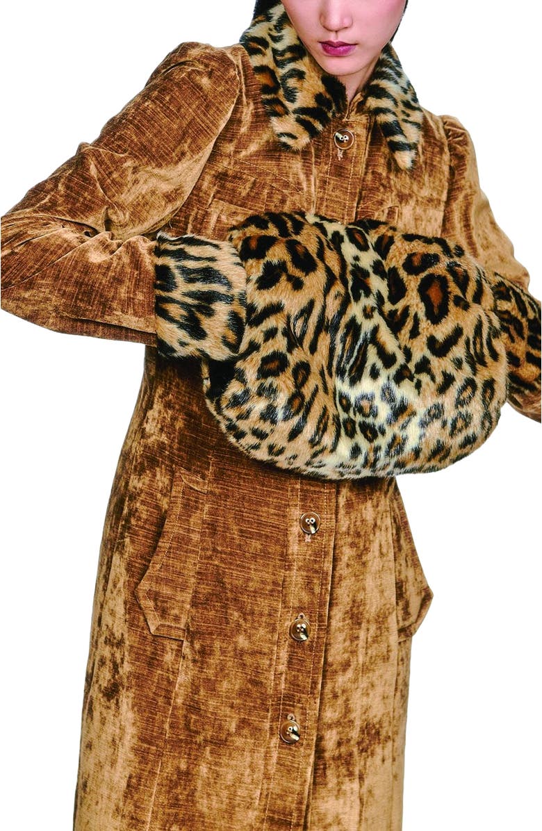 Anna Sui Faux Leopard Muff, Main, color, Caramel Multi