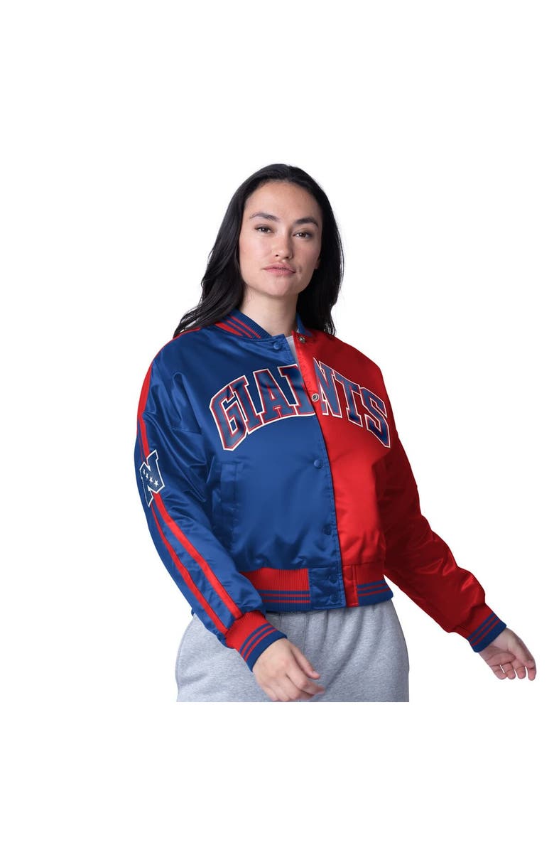 STARTER Women's Starter Red/Royal New York Giants Cropped Full-Snap Jacket, Main, color, Red