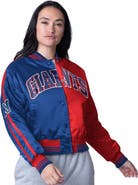 STARTER Women's Starter Red/Royal New York Giants Cropped Full-Snap Jacket