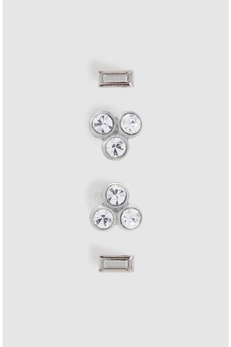Mika Micro Set of 2 Stud Earrings, Alternate, color, SILVER TONE/ CLEAR CRYSTAL