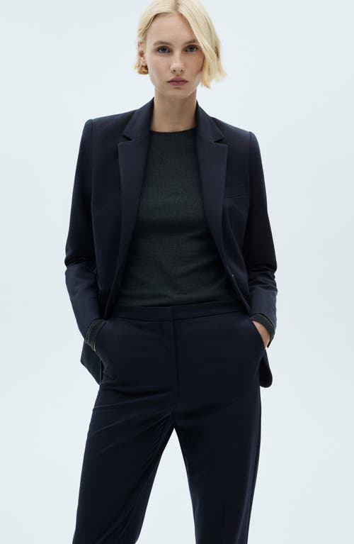 Shop Mango Straight Leg Suit Pants In Dark Navy
