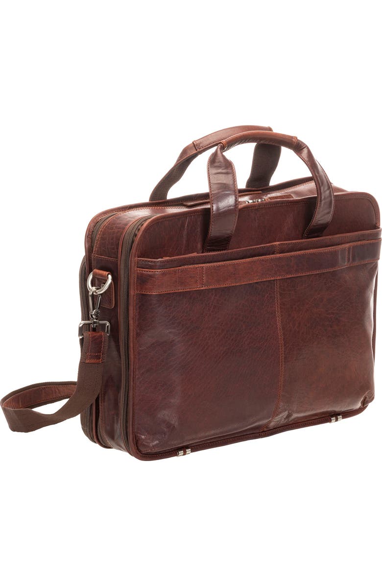 Mancini Double Compartment Leather Briefcase, Alternate, color, Brown