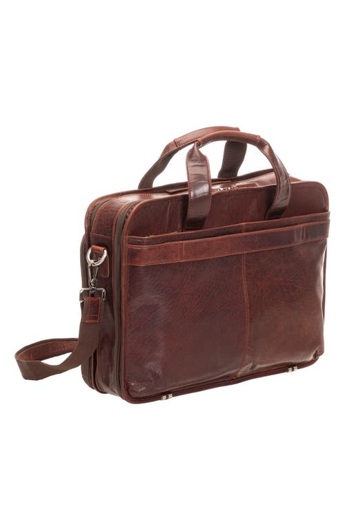 Mancini Double Compartment Leather Briefcase In Brown