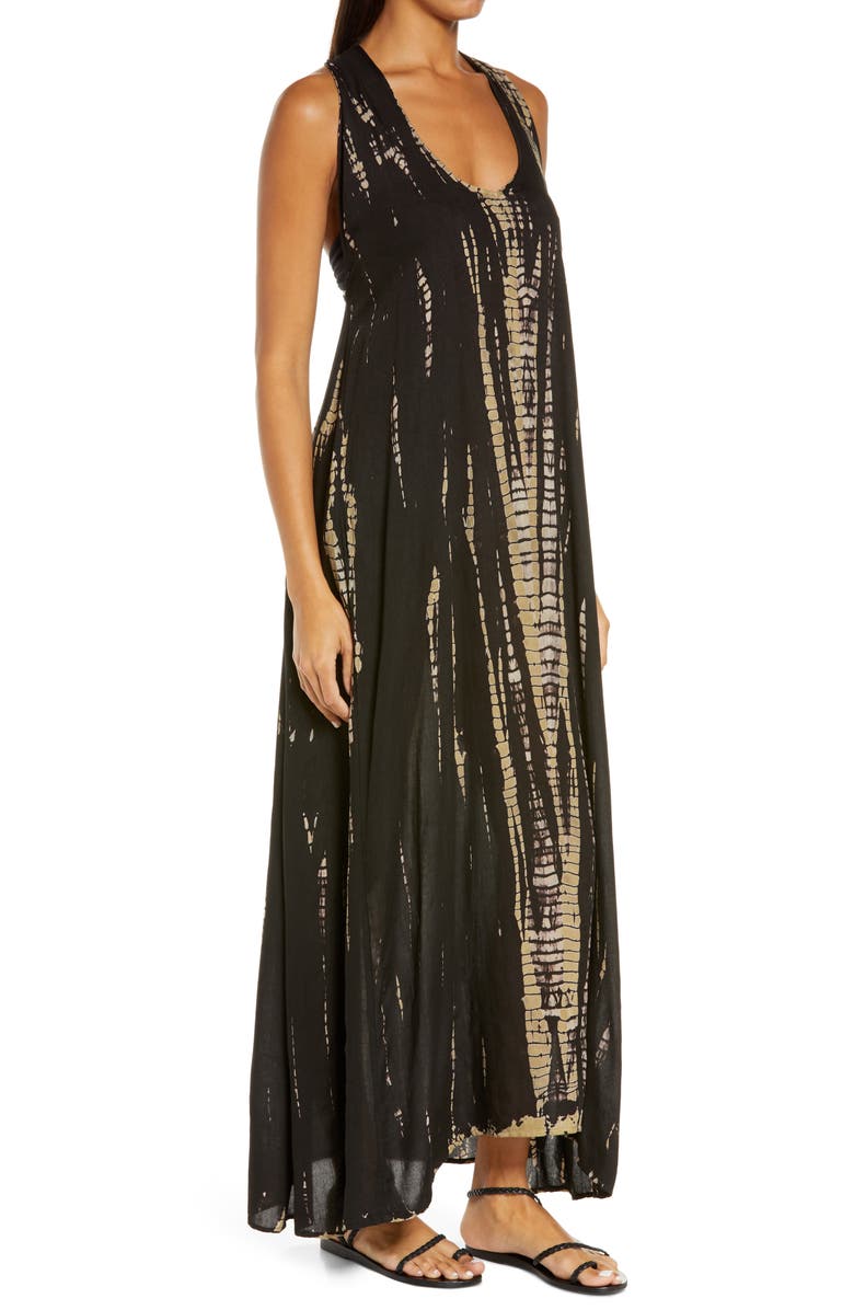 Elan Tie Dye Braided Back Cover-Up Maxi Dress, Alternate, color, 