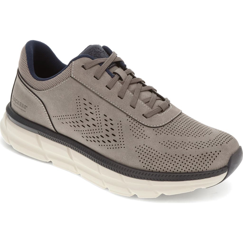 Dockers Mens Go-2 Synthetic Leather Dress Casual Lace Up Sneaker Shoe In Grey