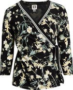 Anne Klein Leo Border Print Wrap Top