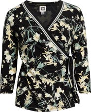 Anne Klein Leo Border Print Wrap Top