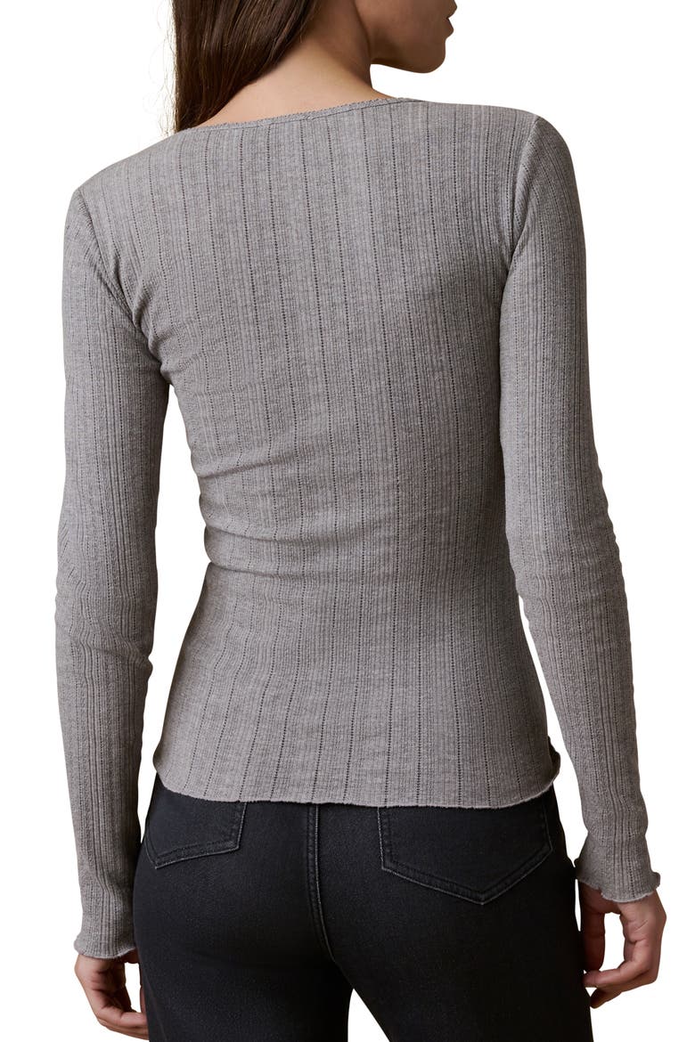 Paradise Pointelle Stitch Organic Cotton Blend Henley, Alternate, color, MEDIUM GREY HEATHER