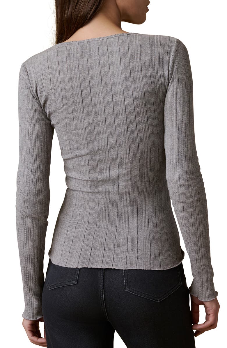 Faherty Paradise Pointelle Stitch Organic Cotton Blend Henley, Alternate, color, Medium Grey Heather