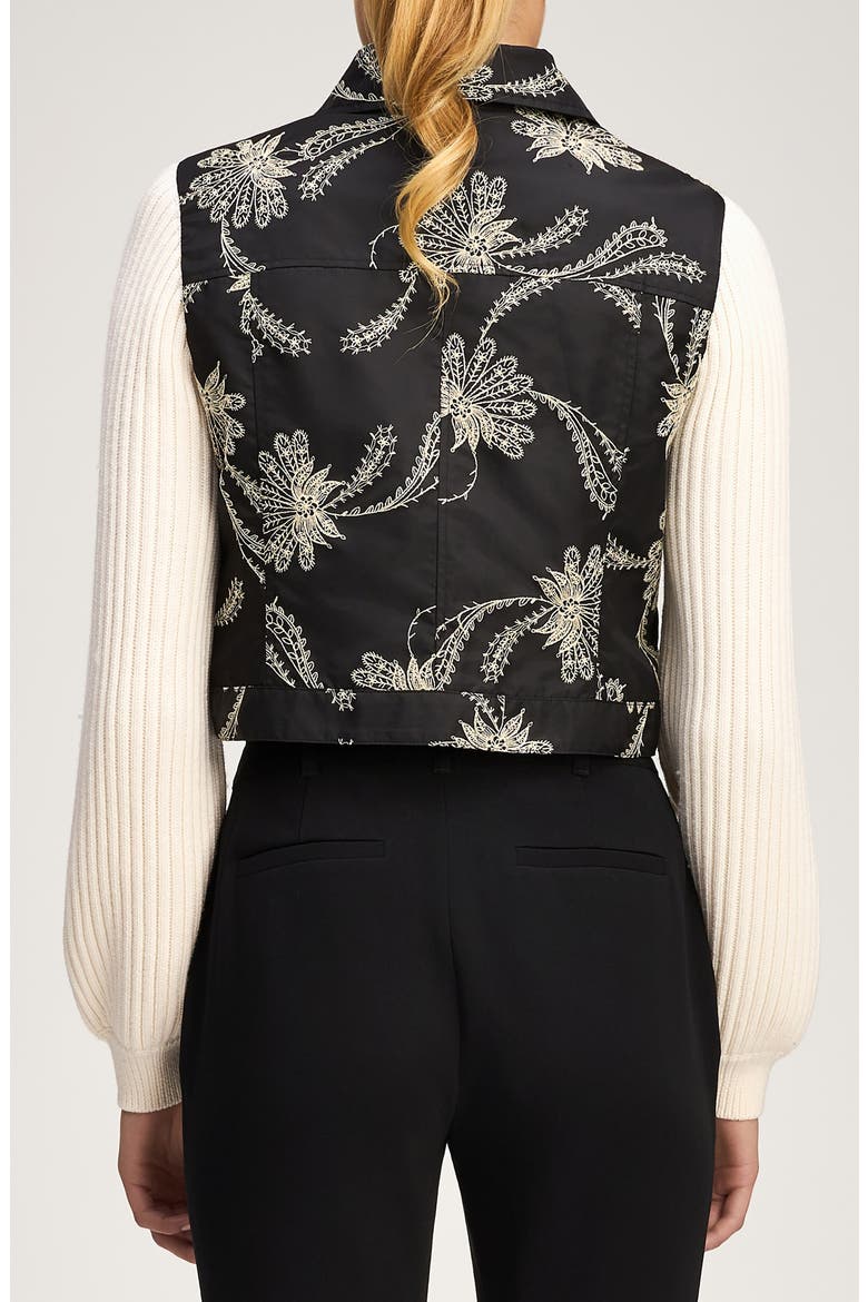 Ciara Paisley Fan Zip Front Jacket, Alternate, color, BLACK/ GARDENIA