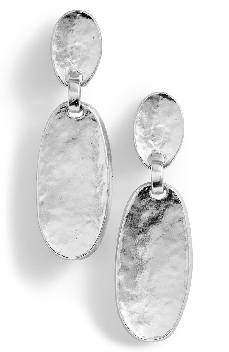 Karine Sultan Hammered Oval Drop Clip-On Earrings, Main, color, 