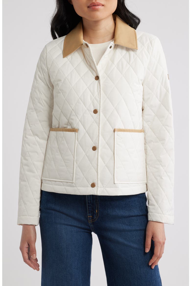 Quilted Corduroy Collar Jacket, Alternate, color, CREAM