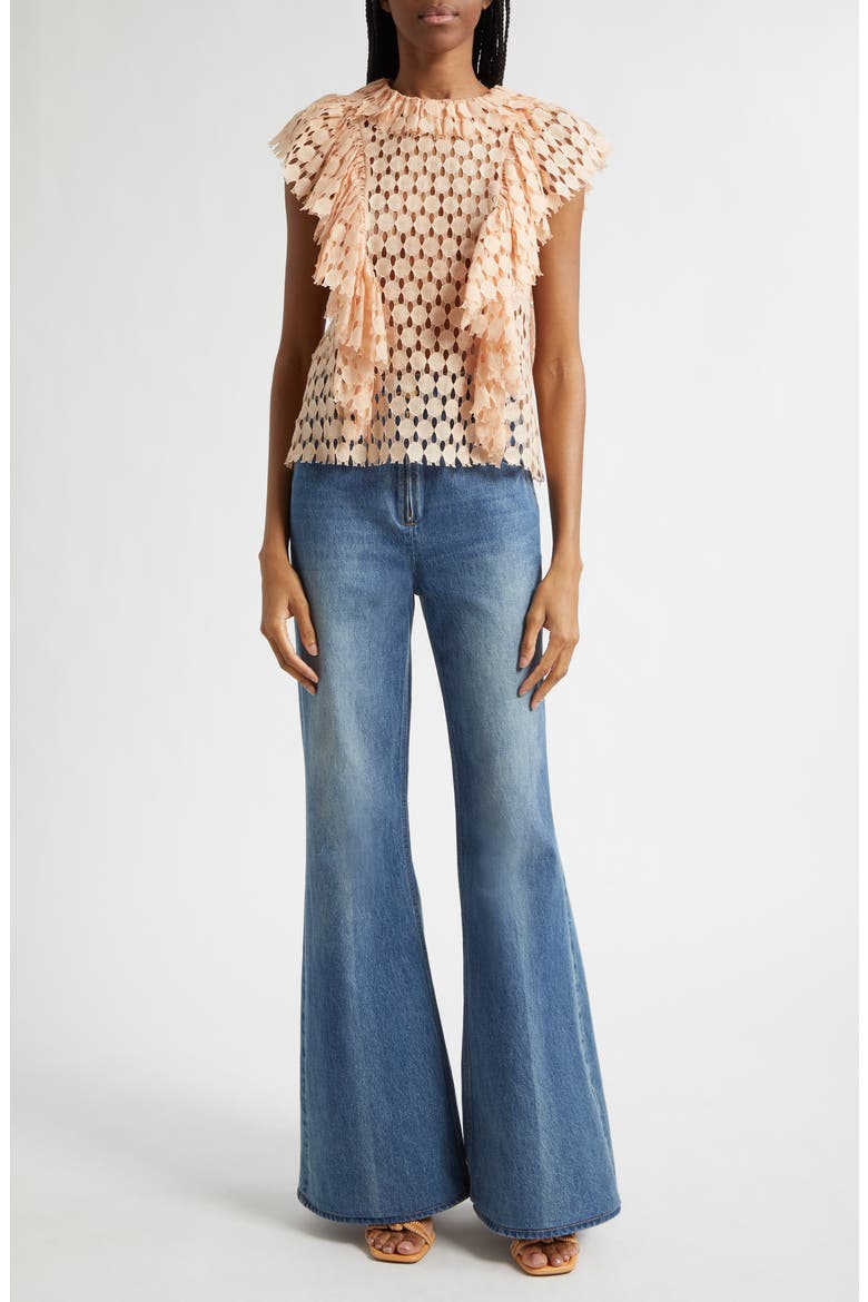 Daevy Cutout Ruffle Top, Alternate, color, BLUSH