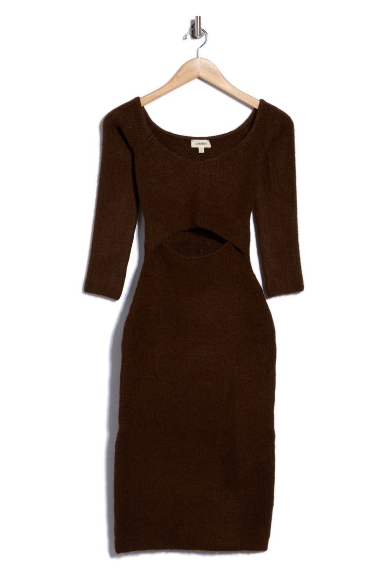 Nala Off the Shoulder Cutout Dress, Alternate, color, CHOCOLATE