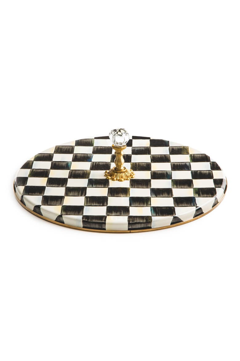 Courtly Check Enameled Steel Cheese Course, Main, color, BLACK/ WHITE